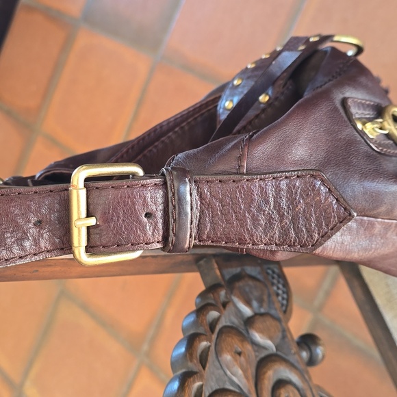 Via Spiga Brown Cow Leather Slouchy Hobo Bag - Picture 2 of 11